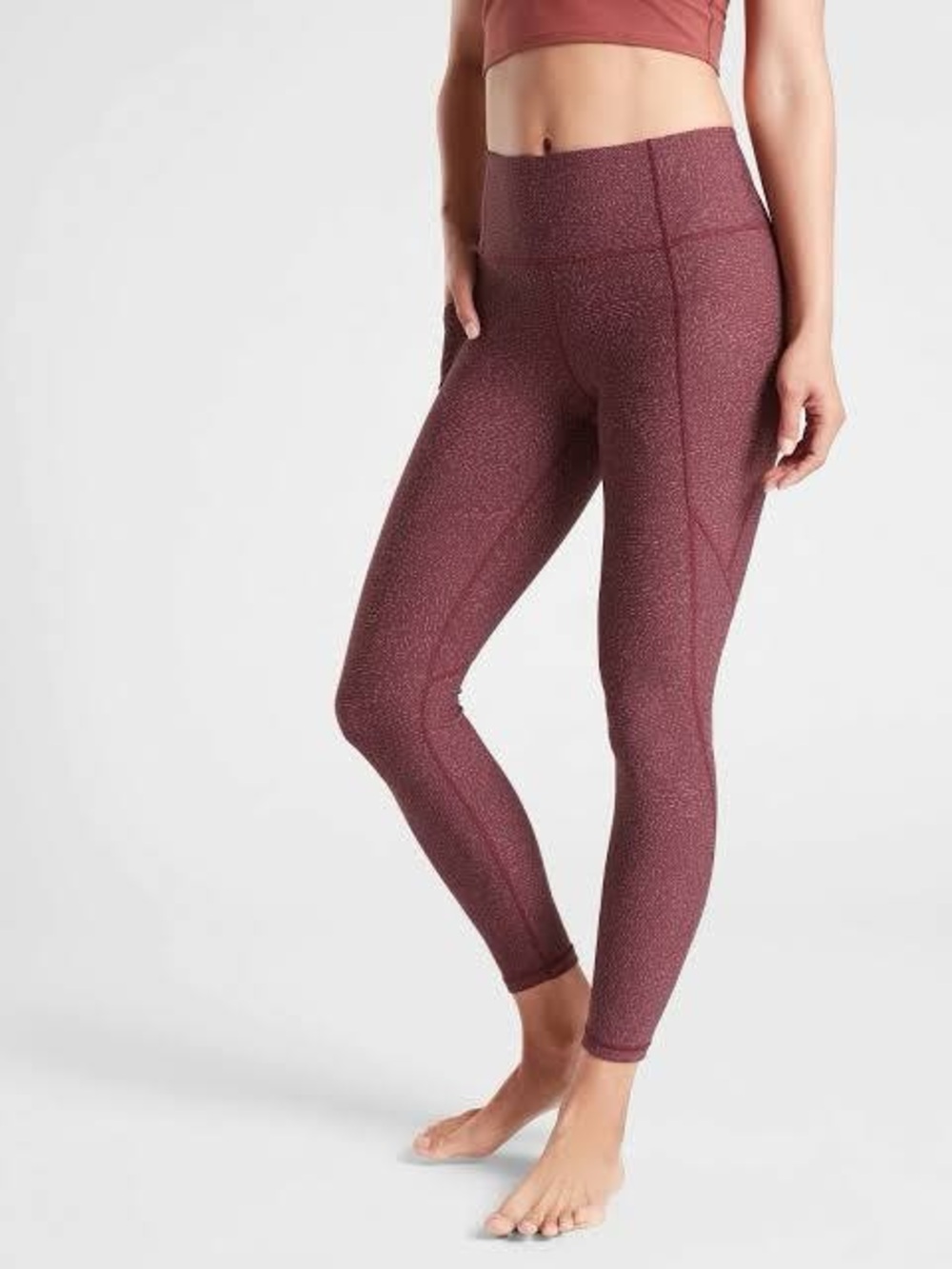 Athleta Salutation Stash High Rise Leggings Yoga Pants Burgandy S